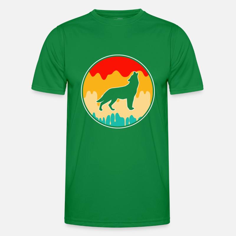 Wolf Retro Männer Funktions-T-Shirt
