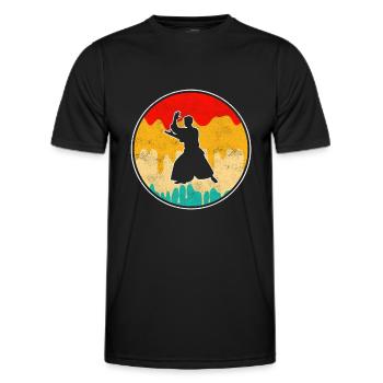Aikido Retro - Männer Funktions-T-Shirt - Schwarz - Vorne - AI Model Male 178 dark (178cm)