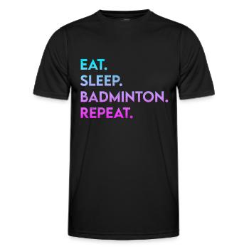 eat sleep badminton repeat - Männer Funktions-T-Shirt - Schwarz - Vorne - AI Model Male 178 dark (178cm)