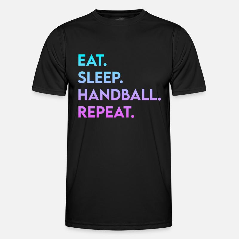 eat sleep handball repeat - Men's Functional T-Shirt - black