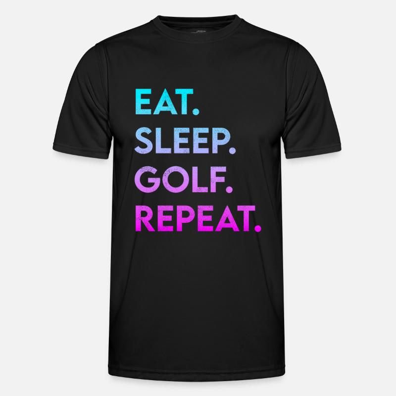eat sleep golf repeat - Männer Funktions-T-Shirt - Schwarz