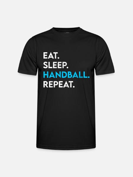 eat sleep handball repeat - Männer Funktions-T-Shirt - Schwarz