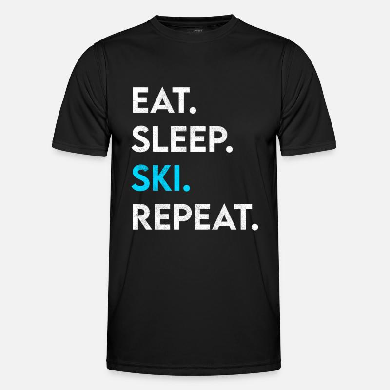 eat sleep ski repeat - Männer Funktions-T-Shirt - Schwarz