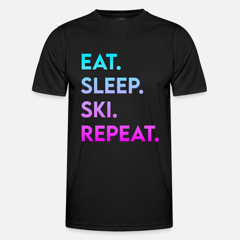 eat sleep ski repeat Männer Funktions-T-Shirt