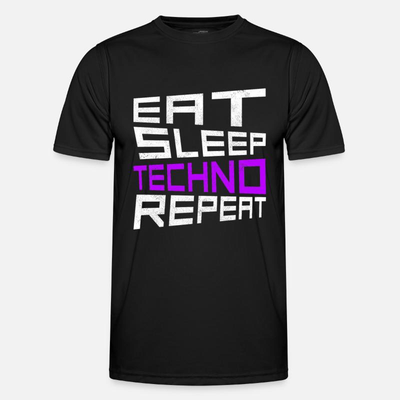 eat sleep techno repeat - Männer Funktions-T-Shirt - Schwarz