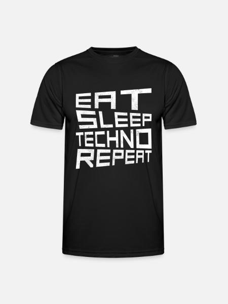 eat sleep techno repeat - Men's Functional T-Shirt - black