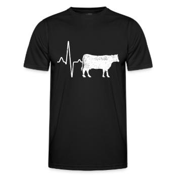 Cow Beef Heartbeat - Men's Functional T-Shirt - black - Front - AI Model Male 178 dark (178cm)