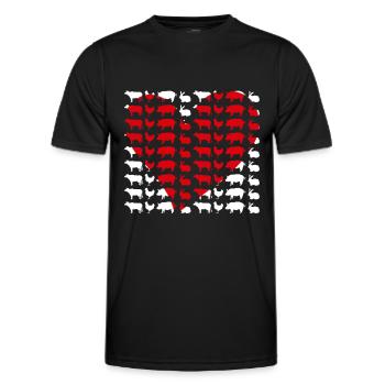 Herz Tierliebe - Männer Funktions-T-Shirt - Schwarz - Vorne - AI Model Male 178 dark (178cm)