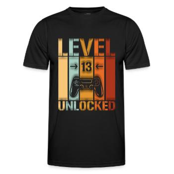 13. Geburtstag Level 13 unlocked - Männer Funktions-T-Shirt - Schwarz - Vorne - AI Model Male 178 dark (178cm)