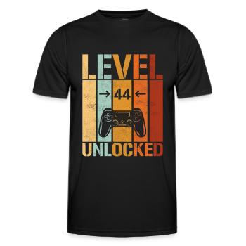 44th Birthday Level 44 unlocked - Men's Functional T-Shirt - black - Front - AI Model Male 178 dark (178cm)