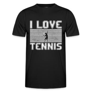 I love tennis - Men's Functional T-Shirt - black - Front - AI Model Male 178 dark (178cm)