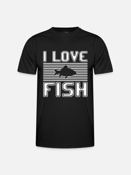 I love fish - Männer Funktions-T-Shirt - Schwarz