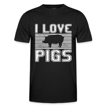 J’adore les cochons - T-shirt sport Homme - noir - Devant - AI Model Male 178 dark (178cm)