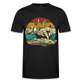 Motif allemand de chasseur de chien à poil de fil - T-shirt sport Homme - noir - Devant - AI Model Male 178 dark (178cm)