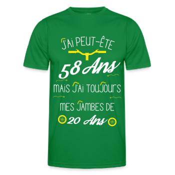 Cadeau 58 ans cycliste encore des jambes de 20 ans - T-shirt sport Homme - vert - Devant - AI Model Male 178 dark (178cm)