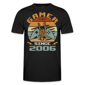 Gamer seit 2006 - Gaming-Jubiläumsgeschenk 2006 - Männer Funktions-T-Shirt - Schwarz - Vorne - AI Model Male 178 dark (178cm)