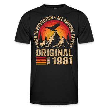 Original 1981 Jahrgang 1981 Geburtstag 1981 Retro - Männer Funktions-T-Shirt - Schwarz - Vorne - AI Model Male 178 dark (178cm)
