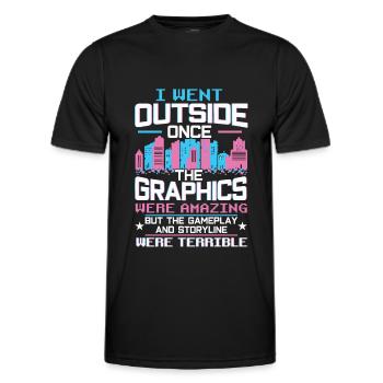 I went Outside Once Amazing Graphics Terrible - Men's Functional T-Shirt - black - Front - AI Model Male 178 dark (178cm)