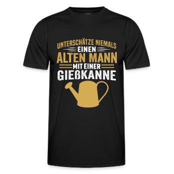 alten mann mit einer gießkanne - Männer Funktions-T-Shirt - Schwarz - Vorne - AI Model Male 178 dark (178cm)