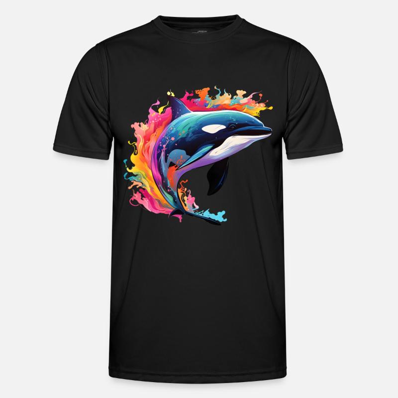 Bunter Schwertwal Orca - Männer Funktions-T-Shirt - Schwarz