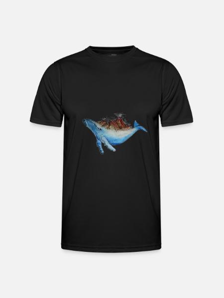 Wal-Vulkan - Männer Funktions-T-Shirt - Schwarz