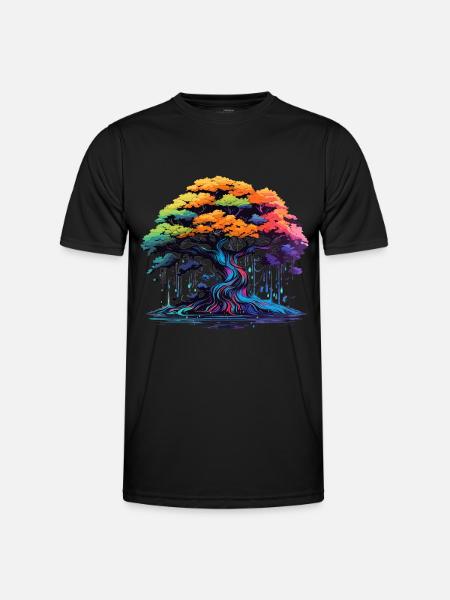 Bunter Bonsai Baum - Männer Funktions-T-Shirt - Schwarz