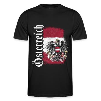 ÖSTERREICH FLAGGE ADLER WAPPEN FAHNE AUSTRIA - Männer Funktions-T-Shirt - Schwarz - Vorne - AI Model Male 178 dark (178cm)