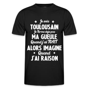 Je suis Toulousain - Je ferme pas ma gueule - T-shirt sport Homme - noir - Devant - AI Model Male 178 dark (178cm)