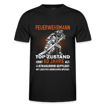 Feuerwehrmann Top Zustand - 60 Jahre - Feuerwehr - Männer Funktions-T-Shirt - Schwarz - Vorne - AI Model Male 178 dark (178cm)
