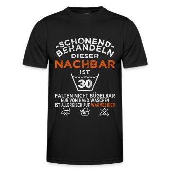 Nachbar 30. Geburtstag schonend behandeln - Männer Funktions-T-Shirt - Schwarz - Vorne - AI Model Male 178 dark (178cm)
