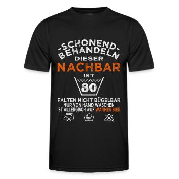 Nachbar 80. Geburtstag schonend behandeln - Männer Funktions-T-Shirt - Schwarz - Vorne - AI Model Male 178 dark (178cm)