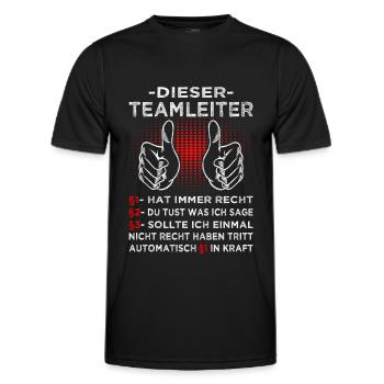 Dieser Teamleiter hat immer Recht -Bürohumor - Männer Funktions-T-Shirt - Schwarz - Vorne - AI Model Male 178 dark (178cm)