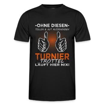 Turniertrottel Turnierreiter Reitturnier Pferd - Männer Funktions-T-Shirt - Schwarz - Vorne - AI Model Male 178 dark (178cm)