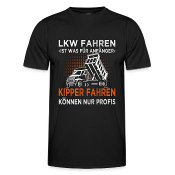 Kipper fahren können nur Profis - Männer Funktions-T-Shirt - Schwarz - Vorne - AI Model Male 178 dark (178cm)