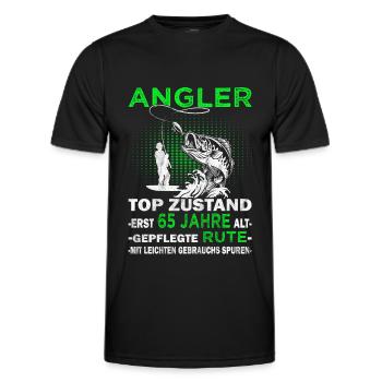 Sei kein Dummi - 65. Geburtstag Angler - Angeln - Männer Funktions-T-Shirt - Schwarz - Vorne - AI Model Male 178 dark (178cm)