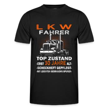 Trucker & LKW-Fahrer 30. Geburtstag - Männer Funktions-T-Shirt - Schwarz - Vorne - AI Model Male 178 dark (178cm)