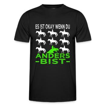 Western Reining - Westernreiten - Westernpferd - Männer Funktions-T-Shirt - Schwarz - Vorne - AI Model Male 178 dark (178cm)