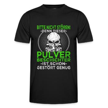 Pulverbeschichtung - Oberflächenveredlung - Männer Funktions-T-Shirt - Schwarz - Vorne - AI Model Male 178 dark (178cm)
