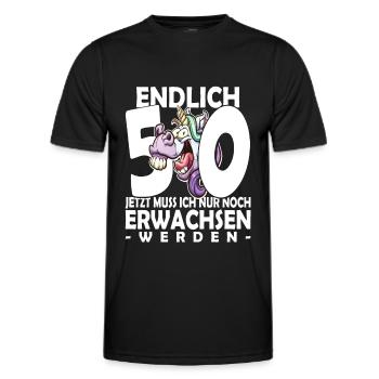Endlich 50 Jahre - 50. Geburtstag - Männer Funktions-T-Shirt - Schwarz - Vorne - AI Model Male 178 dark (178cm)
