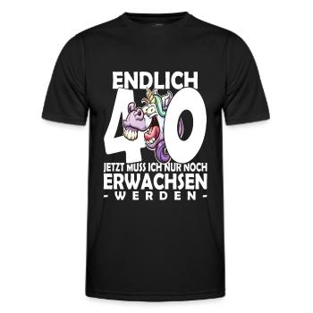 Endlich 40 Jahre - 40. Geburtstag - Männer Funktions-T-Shirt - Schwarz - Vorne - AI Model Male 178 dark (178cm)
