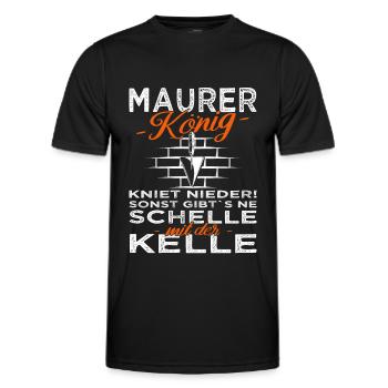 Maurer König - Handwerker - Baustelle - Männer Funktions-T-Shirt - Schwarz - Vorne - AI Model Male 178 dark (178cm)