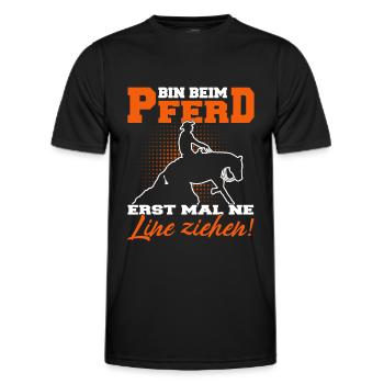 Bin beim Pferd - Westernreiter - Reining Horse - Männer Funktions-T-Shirt - Schwarz - Vorne - AI Model Male 178 dark (178cm)