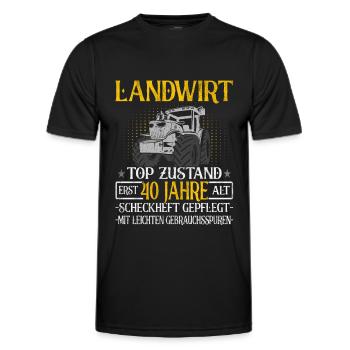 Landwirt 40 Jahre - Landwirtschaft - Bauernhof - Männer Funktions-T-Shirt - Schwarz - Vorne - AI Model Male 178 dark (178cm)