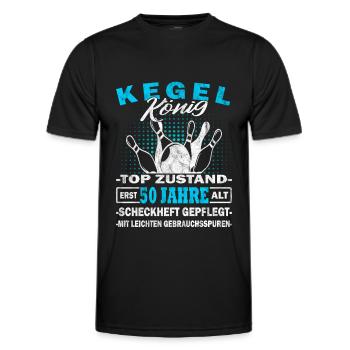 Kegelkönig - Pudelkönig - Kegeln - Kegelverein - Männer Funktions-T-Shirt - Schwarz - Vorne - AI Model Male 178 dark (178cm)