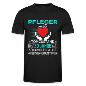 Pfleger 50 Jahre - Altenpfleger - Pflegekraft - Männer Funktions-T-Shirt - Schwarz - Vorne - AI Model Male 178 dark (178cm)