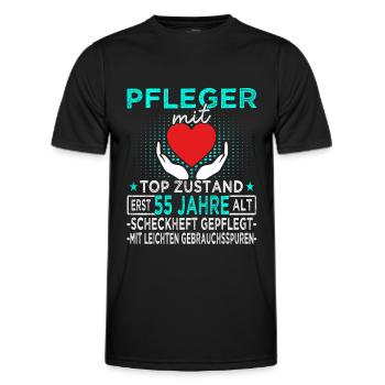 Pfleger 55 Jahre - Altenpfleger - Pflegekraft - Männer Funktions-T-Shirt - Schwarz - Vorne - AI Model Male 178 dark (178cm)