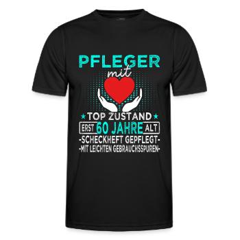 Pfleger 60 Jahre - Altenpfleger - Pflegekraft - Männer Funktions-T-Shirt - Schwarz - Vorne - AI Model Male 178 dark (178cm)