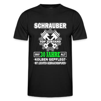Schrauber erst 30 Jahre - Tuning - KFZ Mechaniker - Männer Funktions-T-Shirt - Schwarz - Vorne - AI Model Male 178 dark (178cm)