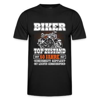 Motorradfahrer & Biker 60. Geburtstag - Männer Funktions-T-Shirt - Schwarz - Vorne - AI Model Male 178 dark (178cm)