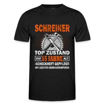 Schreiner erst 65 Jahre - Tischler - Drechsler - Männer Funktions-T-Shirt - Schwarz - Vorne - AI Model Male 178 dark (178cm)